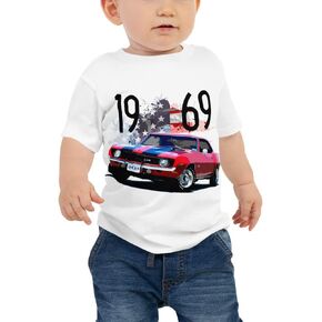 1969 Red Chevy Camaro Z28 Z/28 American Muscle Car Baby Jersey Short Sleeve Tee