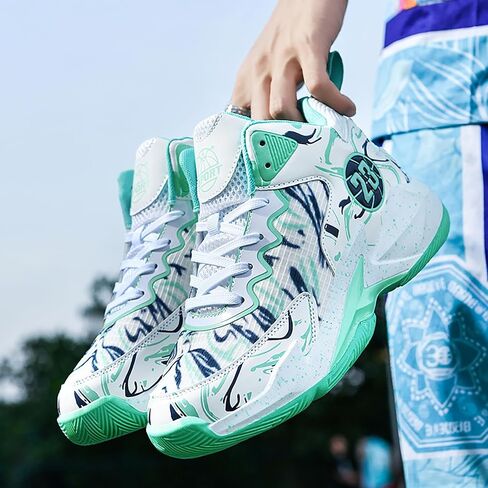 Men's Basketball Shoes No-Slip Breathable Outdoor Shoes Women's Fashion Graffiti Training Shoes in Kuwait