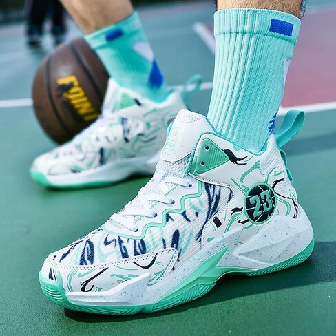 Men's Basketball Shoes No-Slip Breathable Outdoor Shoes Women's Fashion Graffiti Training Shoes in Kuwait