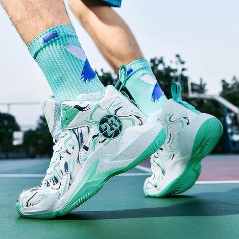 Men's Basketball Shoes No-Slip Breathable Outdoor Shoes Women's Fashion Graffiti Training Shoes in Kuwait