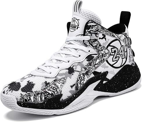 Men's Basketball Shoes No-Slip Breathable Outdoor Shoes Women's Fashion Graffiti Training Shoes in Kuwait