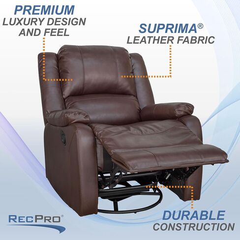 RecPro Charles Collection | 30" Swivel Glider RV Recliner | RV Living Room (Slideout) Chair | RV Furniture | Glider Chair (Mahogany, 2-Pack) in Saudi Arabia