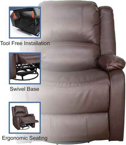 RecPro Charles Collection | 30" Swivel Glider RV Recliner | RV Living Room (Slideout) Chair | RV Furniture | Glider Chair (Mahogany, 2-Pack) in Saudi Arabia