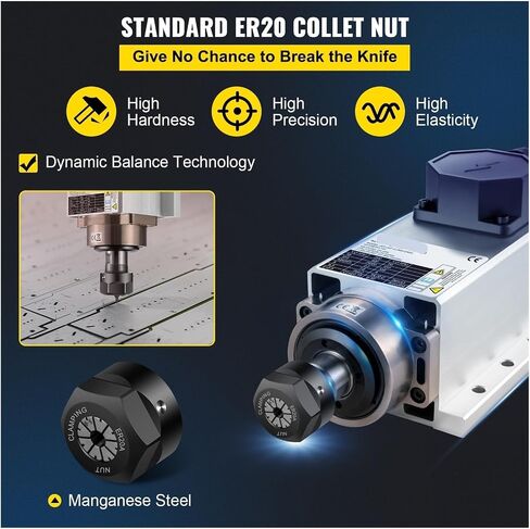 2.2 كيلو وات من محرك المغزل المبرد بالهواء المبرد CNC ، ER20 Collet 4 محول تردد المحامل ، جهاز طحن شحن CNC CNC in Saudi Arabia
