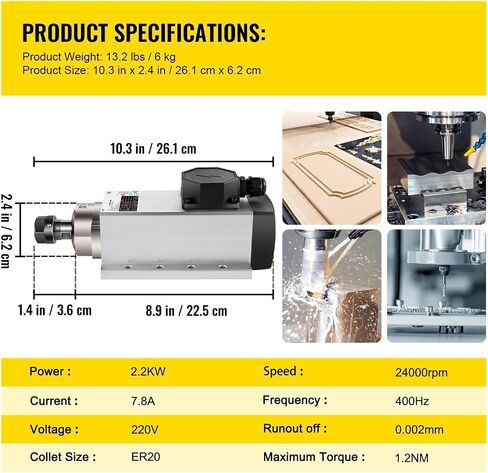 2.2 كيلو وات من محرك المغزل المبرد بالهواء المبرد CNC ، ER20 Collet 4 محول تردد المحامل ، جهاز طحن شحن CNC CNC in Saudi Arabia