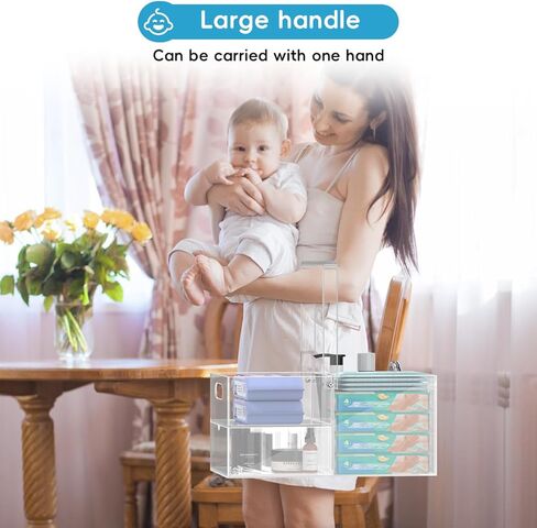 تخزين حامل حفاضات الحفاضات الصافية والقابلة للفصل ، منظم طاولة تغيير الطفل للحفاضات الصغيرة ، مناديل وملحقات الأطفال ، مثالية لتغيير الطاولة ذات السعة الفسيحة in Kuwait