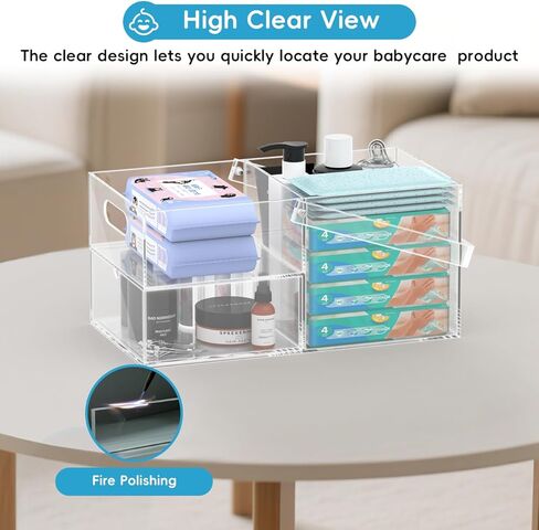 تخزين حامل حفاضات الحفاضات الصافية والقابلة للفصل ، منظم طاولة تغيير الطفل للحفاضات الصغيرة ، مناديل وملحقات الأطفال ، مثالية لتغيير الطاولة ذات السعة الفسيحة in Kuwait
