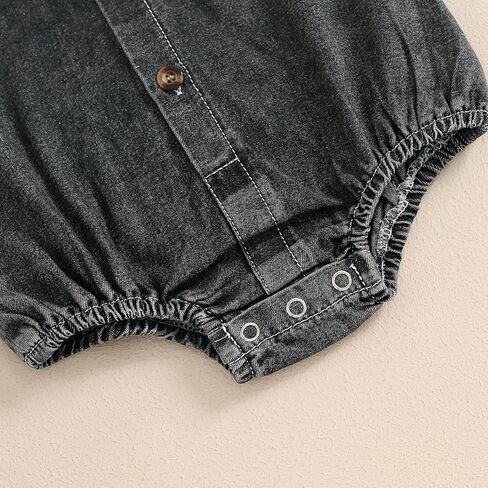Emmababy Toddler Girl Girl Denim Phemsuit Bemsust Short Button Down Romper Jean shorts Shorts Summer Closy Set Baby Denim Set in Kuwait