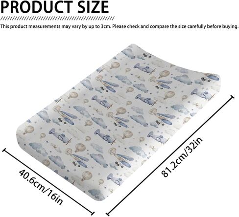 Plane Hot Air Balloon Transportation Pattern Baby Changing Pad Cover, Unisex Aircraft Clouds Stars Nursery Diaper Changing Table Pad Mat Sheet for Boys Girls-16x32 in Saudi Arabia