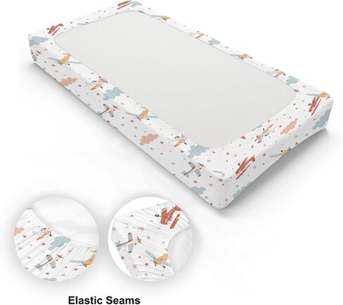 Plane Hot Air Balloon Transportation Pattern Baby Changing Pad Cover, Unisex Aircraft Clouds Stars Nursery Diaper Changing Table Pad Mat Sheet for Boys Girls-16x32 in Saudi Arabia