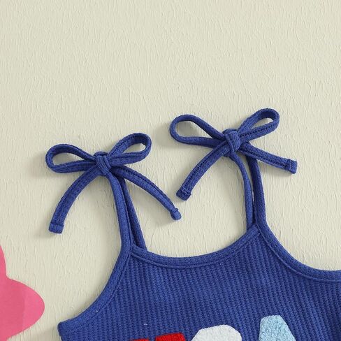 4th of July Toddler Girl Outfit USA Romper Spaghetti Strap Bell Bottom Jumpsuit Overall Baby Fourth of July Outfits in Saudi Arabia