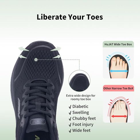 Womens Wide Toe Box Walking Shoes Arch Support Orthotic Fashion Sneakers Wide Width Tennis Shoes for Plantar Fasciitis Pain Relief Pain Relief US 6.5-11 in Saudi Arabia
