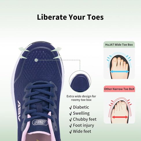 Womens Wide Toe Box Walking Shoes Arch Support Orthotic Fashion Sneakers Wide Width Tennis Shoes for Plantar Fasciitis Pain Relief Pain Relief US 6.5-11 in Saudi Arabia