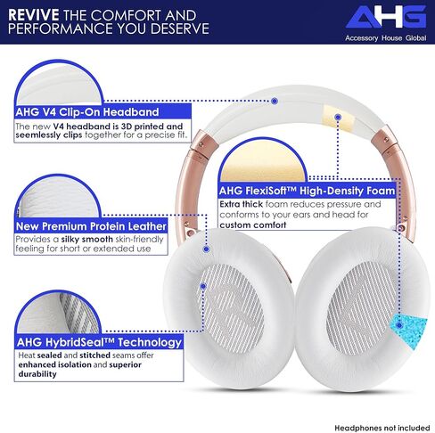وسائد أذن بديلة QC35 / QC35 ii وعصابة رأس QC35 / QC35 ii Headband V3 وسادة متوافقة مع سماعات Bose QuietComfort 35 (QC35) وBose QuietComfort 35 ii (QC35 ii) (أزرق منتصف الليل) in Kuwait