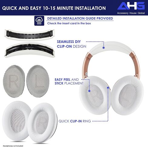 وسائد أذن بديلة QC35 / QC35 ii وعصابة رأس QC35 / QC35 ii Headband V3 وسادة متوافقة مع سماعات Bose QuietComfort 35 (QC35) وBose QuietComfort 35 ii (QC35 ii) (أزرق منتصف الليل) in Kuwait