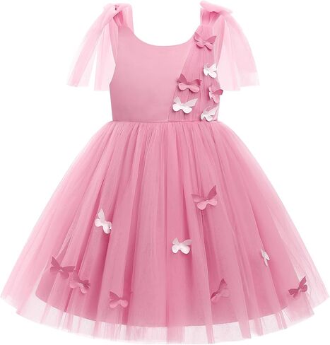 Idopip Toddler Baby Girls Shiny Butterfly Tutu Dress Princess Birthday Party Pageant Flower Girl Wedding V-Backless Dresses in Kuwait