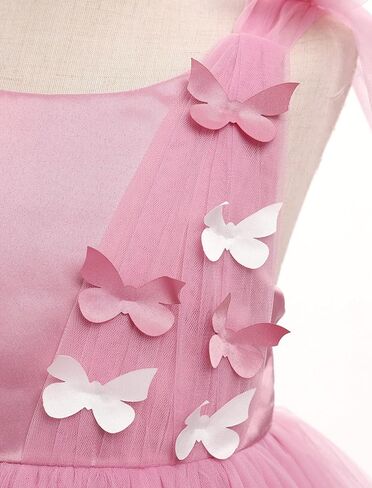 Idopip Toddler Baby Girls Shiny Butterfly Tutu Dress Princess Birthday Party Pageant Flower Girl Wedding V-Backless Dresses in Kuwait