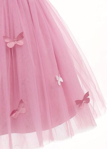 Idopip Toddler Baby Girls Shiny Butterfly Tutu Dress Princess Birthday Party Pageant Flower Girl Wedding V-Backless Dresses in Kuwait