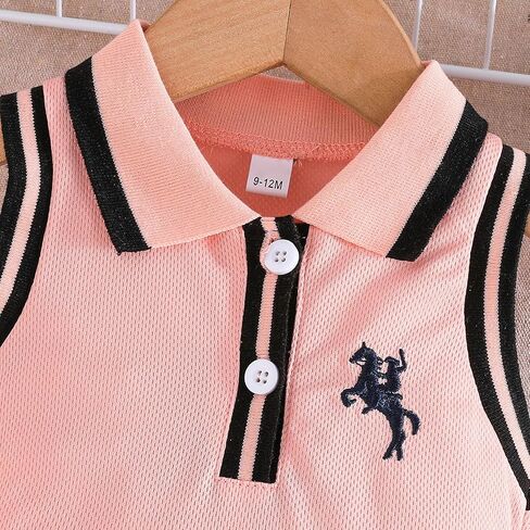 Eshowee Baby Girls Summer Dress Dress Toddler Flysiveless Shulfle Polo Collar Button Button Downy Sporty Dresses Sundress 3M-3T in Kuwait