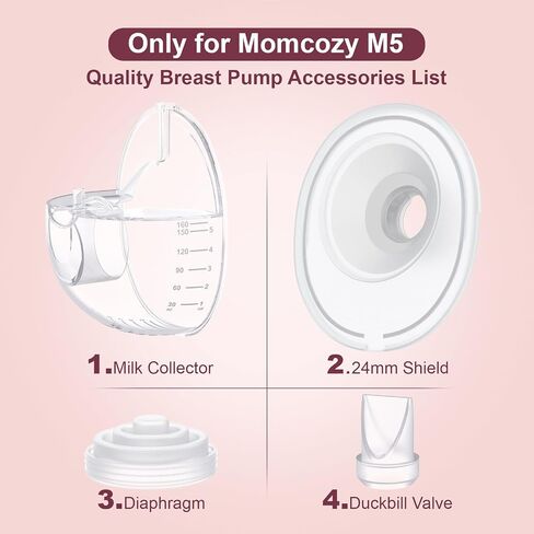 Two Complete Sets Compatible with Momcozy M5 Breast Pump Replacement Parts, 24mm Collection Cup and 15/17/19/21mm 8pcs Flange Size Kit for M5 only, not Other Models in Saudi Arabia