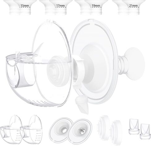 Two Complete Sets Compatible with Momcozy M5 Breast Pump Replacement Parts, 24mm Collection Cup and 15/17/19/21mm 8pcs Flange Size Kit for M5 only, not Other Models in Saudi Arabia