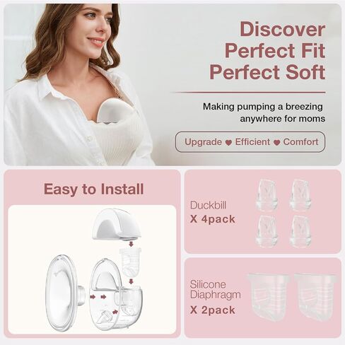 6PCS Duckbill Valve & Silicone Diaphragm Compatible with eufy S1 Pro/S1/E10, NCVI/Lansinoh Discreet Duo/Zooawa/Nuliie S32 Breast Pump Replacement Parts, Breastfeeding Essential Accessories in Kuwait