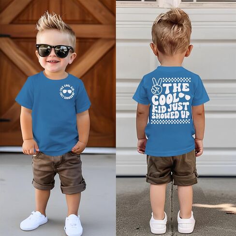 Toddler Baby Boy Birthday Shirt The Cool Kid Just Showed Up T-Shirt Short Sleeve Kid Summer Funny Graphic Tee in Kuwait