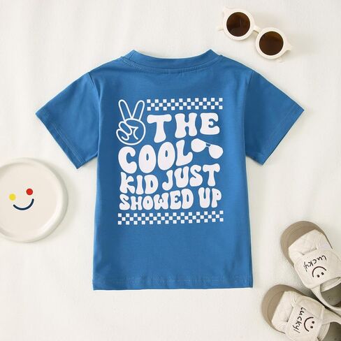 Toddler Baby Boy Birthday Shirt The Cool Kid Just Showed Up T-Shirt Short Sleeve Kid Summer Funny Graphic Tee in Kuwait