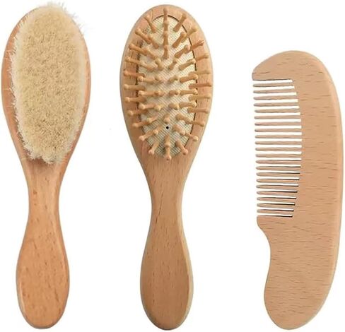 Personalized Baby Gift Newborn Hair Brush and Comb, Customized Engraved Baby Keepsake，Personalized Girls Brush and Comb Set， Wood Bristle Toddler Comb, Cradle Cap Brush(Pink) in Kuwait