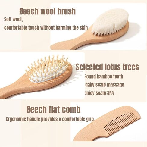 Personalized Baby Gift Newborn Hair Brush and Comb, Customized Engraved Baby Keepsake，Personalized Girls Brush and Comb Set， Wood Bristle Toddler Comb, Cradle Cap Brush(Pink) in Kuwait