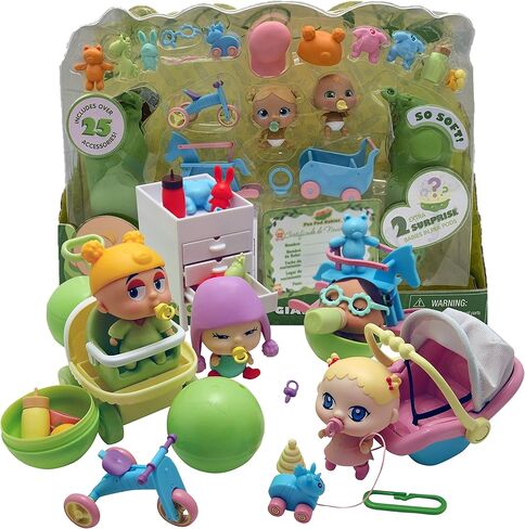 Pea Pod Babies Twenty Two Piece Little Traveler Playset - Collectible Mystery Surprise Toy with Mini Baby, Clothing, & Accessories - All in A Soft Pea Pod - Small Doll, Ages 3+ in Saudi Arabia