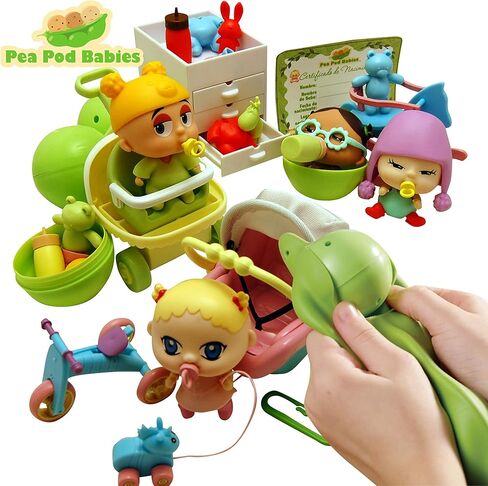 Pea Pod Babies Twenty Two Piece Little Traveler Playset - Collectible Mystery Surprise Toy with Mini Baby, Clothing, & Accessories - All in A Soft Pea Pod - Small Doll, Ages 3+ in Saudi Arabia
