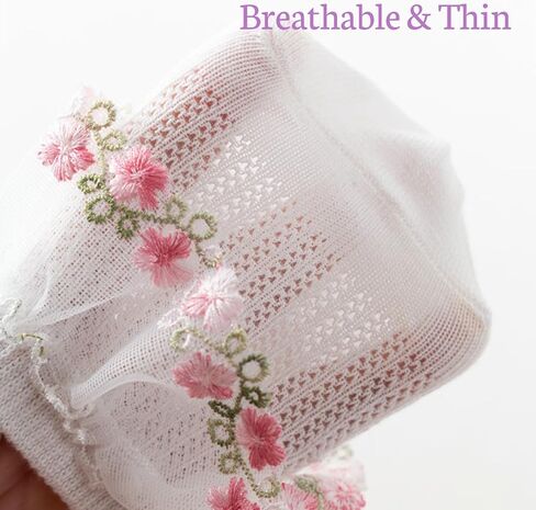 Toddler Girls Ruffle Socks Baby Set Embroidered Flowers Infant White Thin Socks 3 Pair Pack in Kuwait
