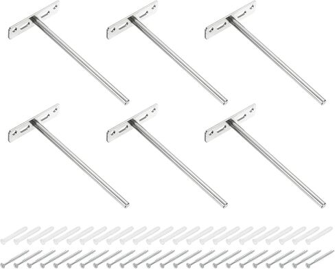 uxcell 6Set Floating Shelf Brackets, 8" 4 Holes Iron Concealed Hidden Shelf Supports for Floating Wood Shelves, Black in Saudi Arabia