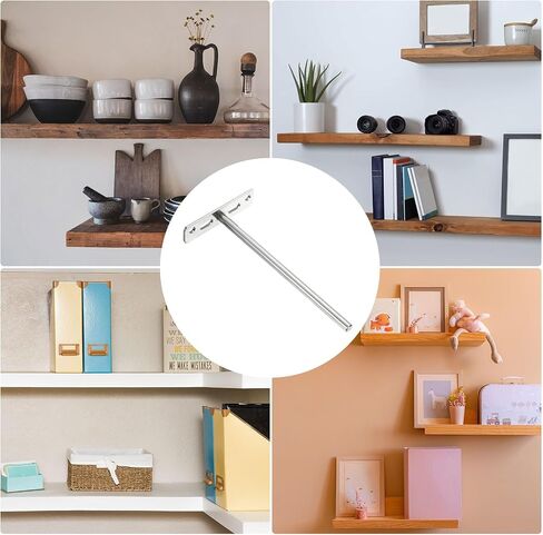 uxcell 6Set Floating Shelf Brackets, 8" 4 Holes Iron Concealed Hidden Shelf Supports for Floating Wood Shelves, Black in Saudi Arabia