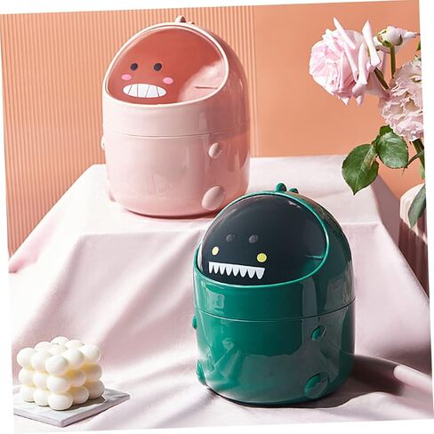 Creative Dinosaur -Type Trash Can Mini Tabletop Waste Container Lid for Office and Home Use for Organizing Food Waste and More Cute Design in Saudi Arabia
