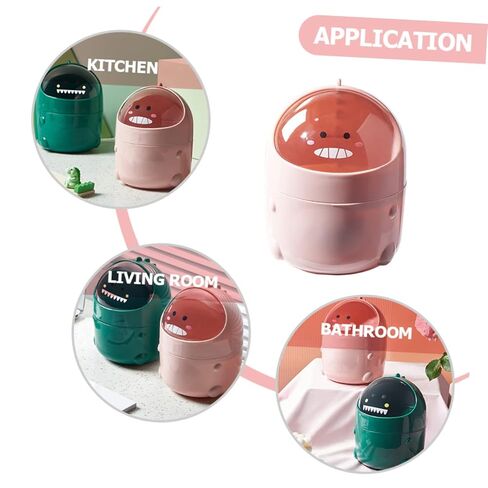 Creative Dinosaur -Type Trash Can Mini Tabletop Waste Container Lid for Office and Home Use for Organizing Food Waste and More Cute Design in Kuwait