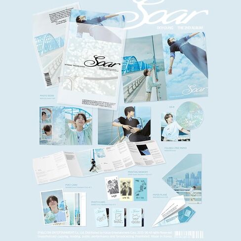 Doyoung - الألبوم الثاني Soar Be Be My Light Ver. كتاب الصور R + ورقة غنائية مطوية + بطاقة بريد + طباعة ذاكرة + طائرة ورقية + 2 من البطاقات الضوئية الإضافية in Saudi Arabia