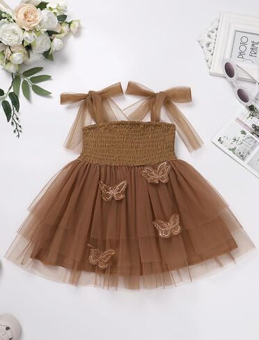 Obeeii Toddler Girls Summer Tulle Tutu Dress Bee/Strawberry/Butterfly Birthday Party Smocked Tier Tier Tier in Saudi Arabia