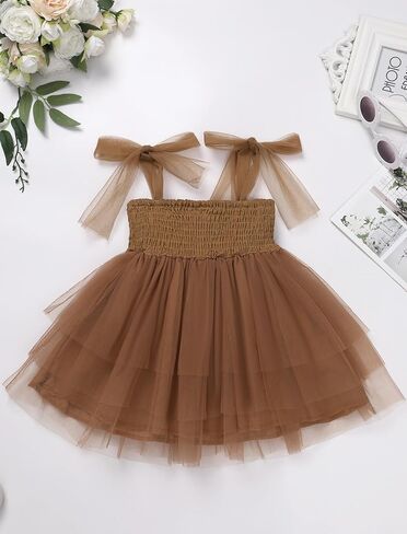 Obeeii Toddler Girls Summer Tulle Tutu Dress Bee/Strawberry/Butterfly Birthday Party Smocked Tier Tier Tier in Saudi Arabia