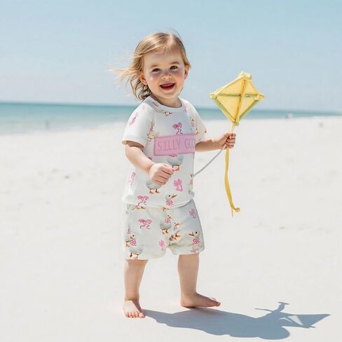 2PCS Toddler Baby Girl Summer Outfit Goose Short Sleeve T-Shirt Shorts Set Infant Girl Clothes in Saudi Arabia