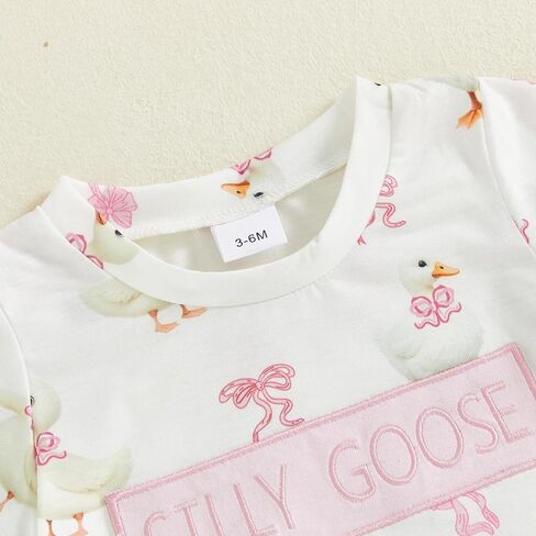 2PCS Toddler Baby Girl Summer Outfit Goose Short Sleeve T-Shirt Shorts Set Infant Girl Clothes in Saudi Arabia