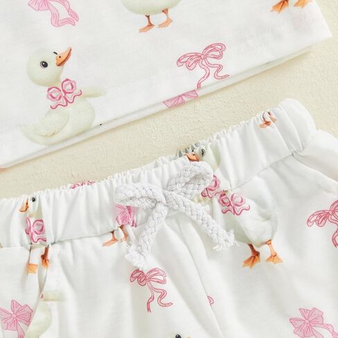 2PCS Toddler Baby Girl Summer Outfit Goose Short Sleeve T-Shirt Shorts Set Infant Girl Clothes in Saudi Arabia
