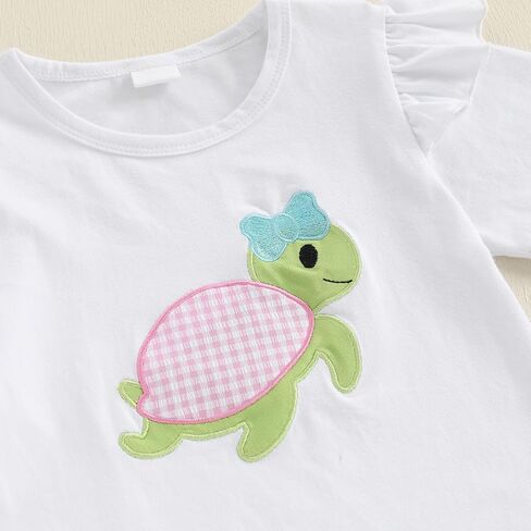 Toddler Infant Baby Girl Summer Outfit Whale Ruffle Short Sleeve T-Shirt Tops Plaid Shorts Set Fishing Clothes in Kuwait