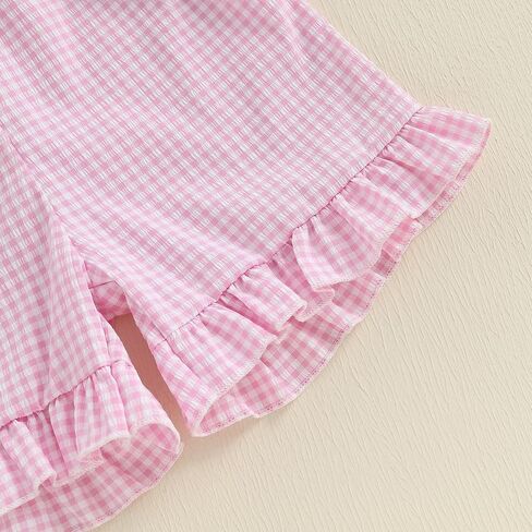 Toddler Infant Baby Girl Summer Outfit Whale Ruffle Short Sleeve T-Shirt Tops Plaid Shorts Set Fishing Clothes in Kuwait