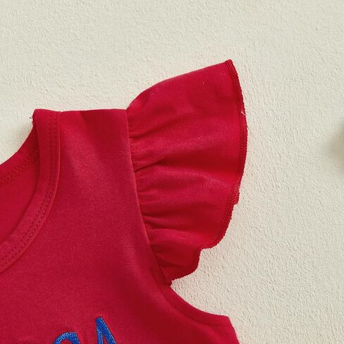 4th of July Baby Girl Clothes Fly Sleeve Smocked T-Shirt Top Plaid Ruffle Shorts Set Summer Toddler Outfits in Saudi Arabia