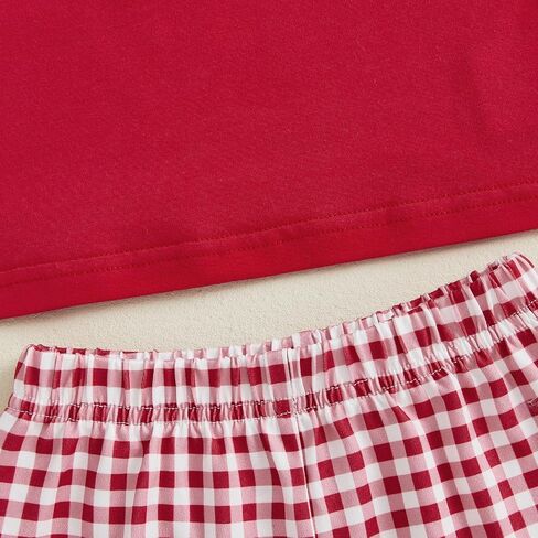 4th of July Baby Girl Clothes Fly Sleeve Smocked T-Shirt Top Plaid Ruffle Shorts Set Summer Toddler Outfits in Saudi Arabia