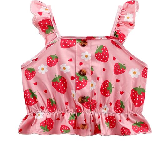 Toddler Girls Short Sets Kids Love Heart Ruffle sleeveless Tops and Casual Shorts Girls Summer 2 Piece Outfits Clothes in Kuwait