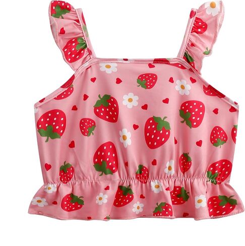 Toddler Girls Short Sets Kids Love Heart Ruffle sleeveless Tops and Casual Shorts Girls Summer 2 Piece Outfits Clothes in Kuwait