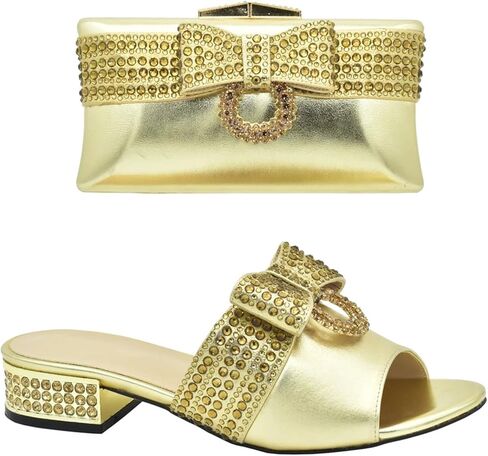 Womens Designers Nigerian Shoes and Matching Bags Set Luxury Rhinestone Italian Shoe and Bag Set for Party and Wedding in Kuwait